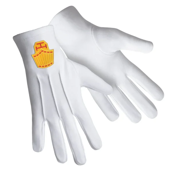 High Priest Royal Arch Chapter Gloves - White Pure Cotton Front and Back