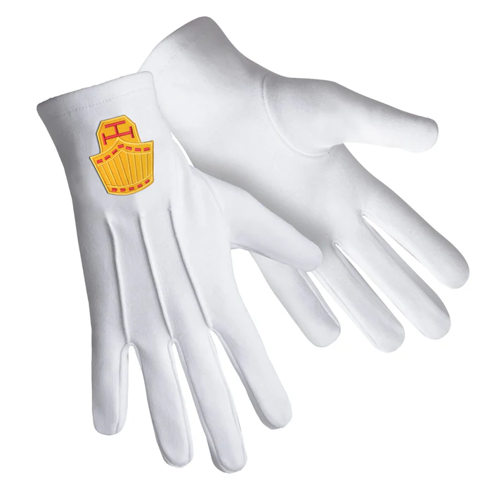 High Priest Royal Arch Chapter Gloves – White Pure Cotton Front and Back