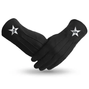 Ladies Knights Templar Commandery Gloves - Black Cotton with Star Patch