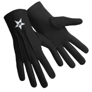 Ladies Knights Templar Commandery Gloves - Black Cotton with Star Patch Front and Back