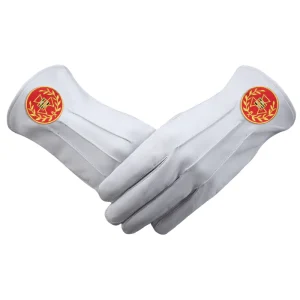 Past Grand High Priest Royal Arch Chapter Gloves - Leather with Red Patch & Wreath