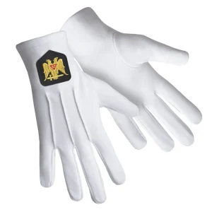 32nd Degree Scottish Rite Gloves - Pure Cotton With Double Eagle