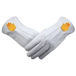 High Priest Royal Arch Chapter Gloves Two Pairs - White Leather Gold Emblem