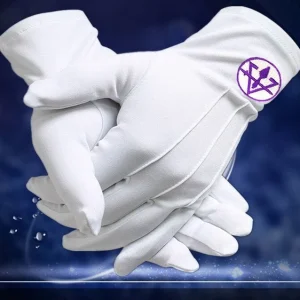 Council Gloves - Machine Embroidery White Front and Back