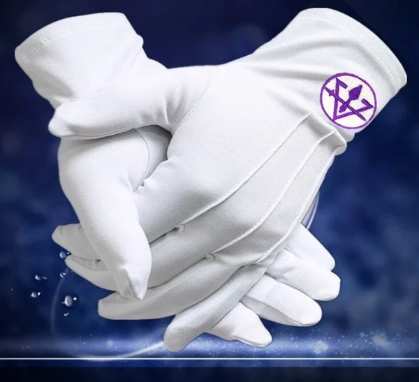 Council Gloves - Machine Embroidery White Front and Back