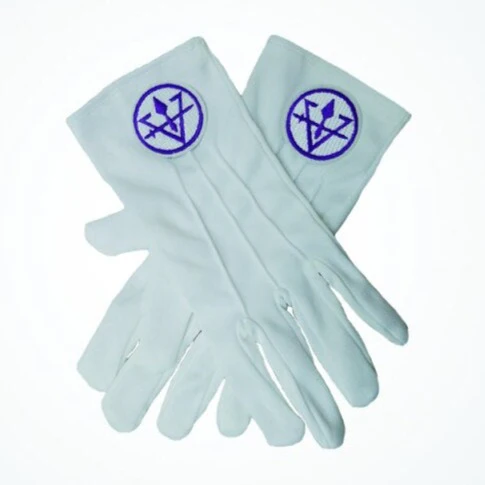 Council Gloves - Machine Embroidery White Front and Back