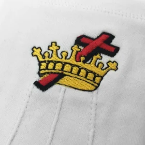 Knights Templar Commandery Gloves - White Cotton Machine Embroidered Logo Logo