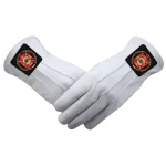 Knights Templar Commandery Gloves Two Pairs - White Leather Black Patch