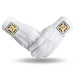 Knights Templar Commandery Gloves Two Pairs - White Cotton Square Patch