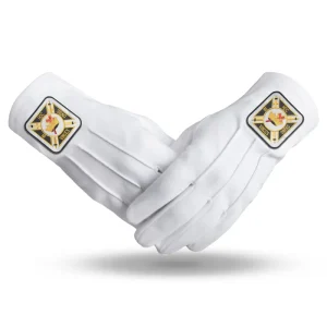 Knights Templar Commandery Gloves - White Cotton with Square Patch