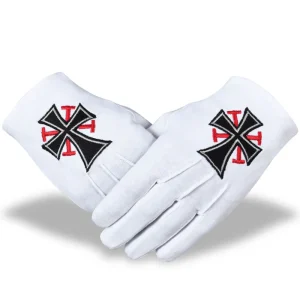 Knights Templar Commandery Gloves - Cotton with Black Cross