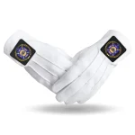 Knights Templar Commandery Cotton Gloves 2 pairs- White Black Patch