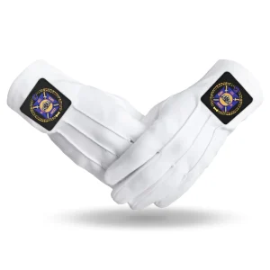 Knights Templar Commandery Gloves - White Cotton with Black Patch