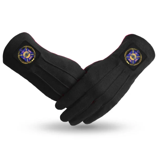 Knights Templar Commandery Gloves - Black Patch with Purple Emblem