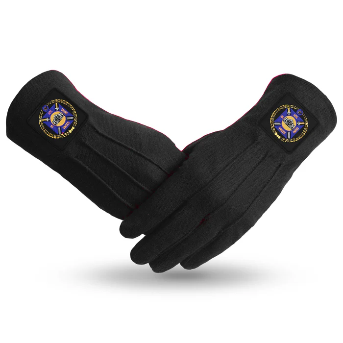 Knights Templar Commandery Gloves – Black Patch with Purple Emblem