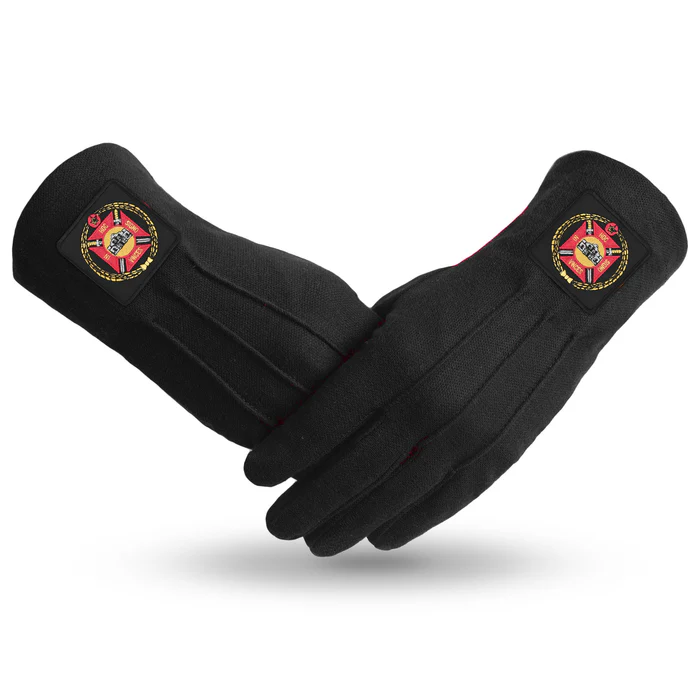 Knights Templar Commandery Gloves – Black Cotton with Patch