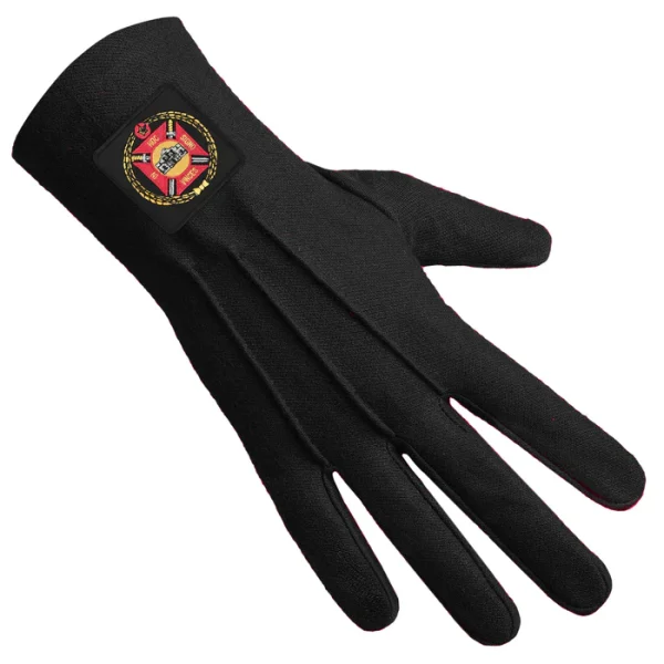 Knights Templar Commandery Gloves - Black Cotton with Patch Front