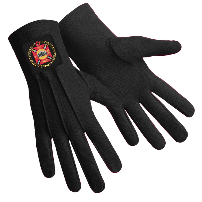 Knights Templar Commandery Gloves – Black Cotton with Patch Front and Back