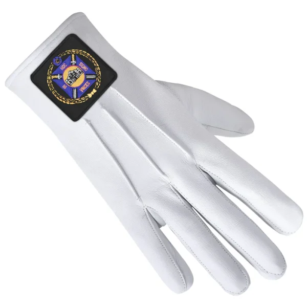 Knights Templar Commandery Gloves - Leather with Black Patch Front