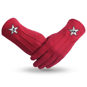 Knights Templar Commandery Gloves - Red Cotton with Star Patch