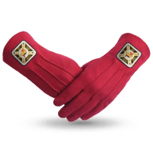 Knights Templar Commandery Gloves - Red Cotton with Square Patch