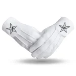 Order of Eastern Star White Cotton Gloves - Black Star Embroidered Cuff