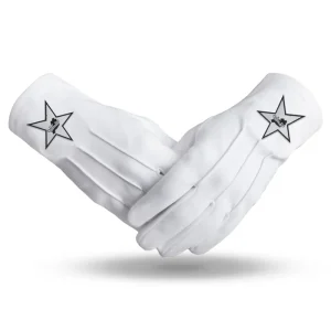 Ladies Knights Templar Commandery Gloves - White Cotton with Star Patch