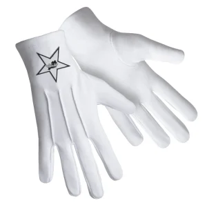 Ladies Knights Templar Commandery Gloves - White Cotton with Star Patch Front and Back