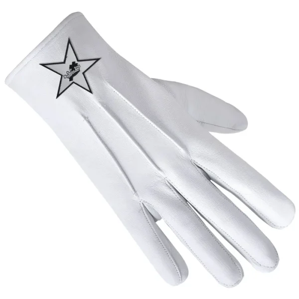 Ladies Knights Templar Commandery Gloves - Leather with White Star Patch Front