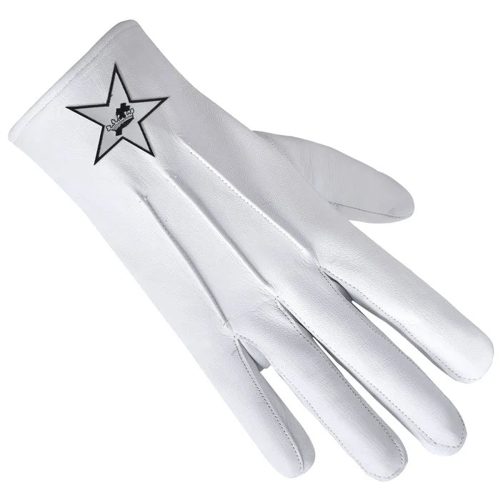 Ladies Knights Templar Commandery Gloves – Leather with White Star Patch Front