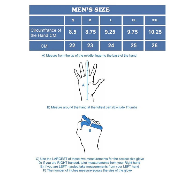 Gloves Size Chart