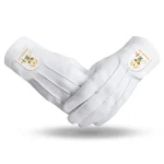 Past Potentate Shriners Gloves 2 pairs - White Cotton Gold Emblem Formal Wear
