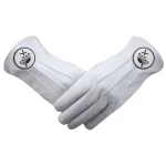 Knights Templar Commandery Gloves -  3 Pairs White Leather Black Patch