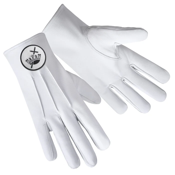 Knights Templar Commandery Gloves – Leather with White & Black Patch Front and Back