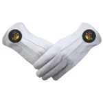 Masonic Knights Templar Gloves | White Leather Black Patch