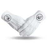 Knights Templar Commandery Gloves - White Cotton Black Patch 3 Pairs