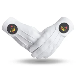 Knights Templar Commandery Gloves - Pure Cotton with Black Patch