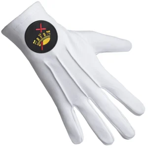 Knights Templar Commandery Gloves - Pure Cotton with Black Patch Front