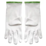 Knights Of St. Andrew Scottish Rite Glove | White Cotton With Green Borders