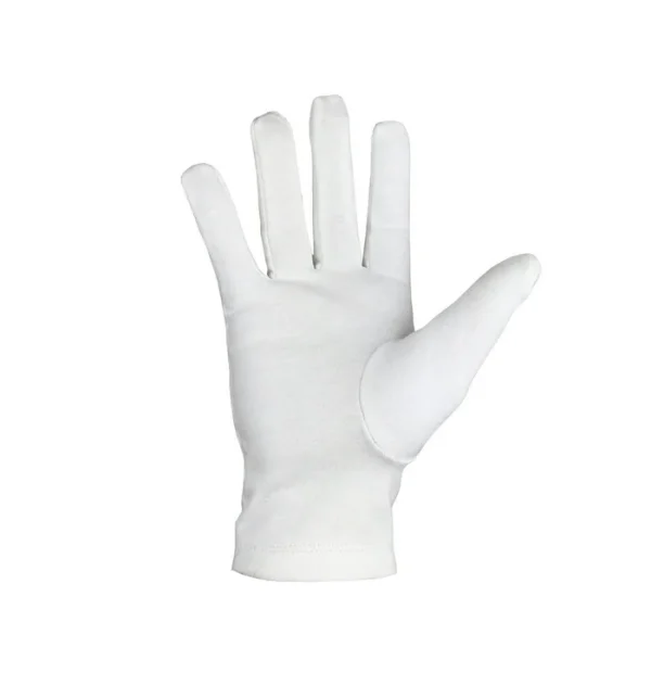 Knights of St. Andrew Scottish Rite Gloves - White Cotton with Green Borders Front