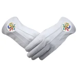OEOES Gloves White Floral Patch - Leather Full Finger