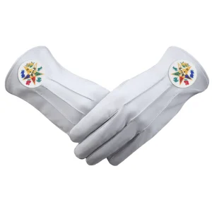 OES Gloves - Leather with Round White Patch with Flowers