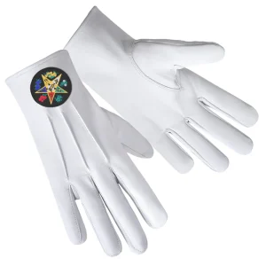 OES Gloves - Black Patch with Colorful Star & Flowers Front and Back