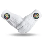 OES Cotton Gloves - White with Black Patch Machine Embroidered Star 2 pairs
