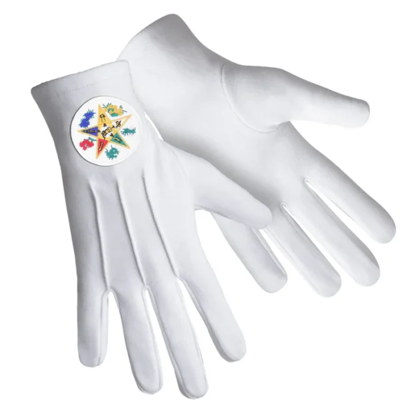 OES Gloves - Cotton with Round Patch with Flowers Front and Back