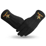 OES Black Cotton Gloves - Gold Gavel Machine Embroidery - Chapter Meetings