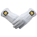 32nd Degree Scottish Rite Leather Gloves Gold Double Eagle Design