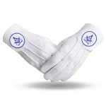 Masonic International Gloves 2 pairs - White Cotton Square Compass Key