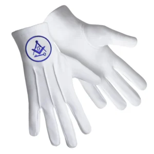 International Masons Gloves - Cotton With Square And Compass G & Key
