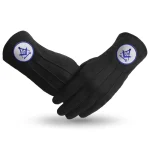 Master Mason Black Cotton Gloves - 2 pairs  Blue Square Compass G Badge Full Finger